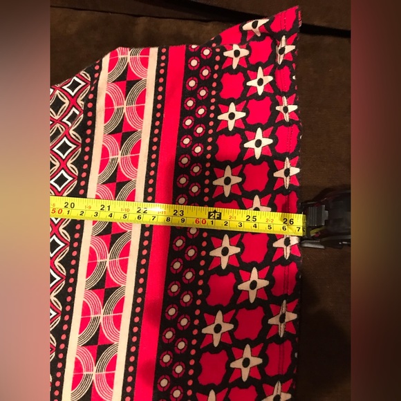 DANA BUCHMAN RED GEOMETRIC PRINT LONG SLEEVE STRETCH TUNIC TOP SHIRT ~Size M - Picture 9 of 9